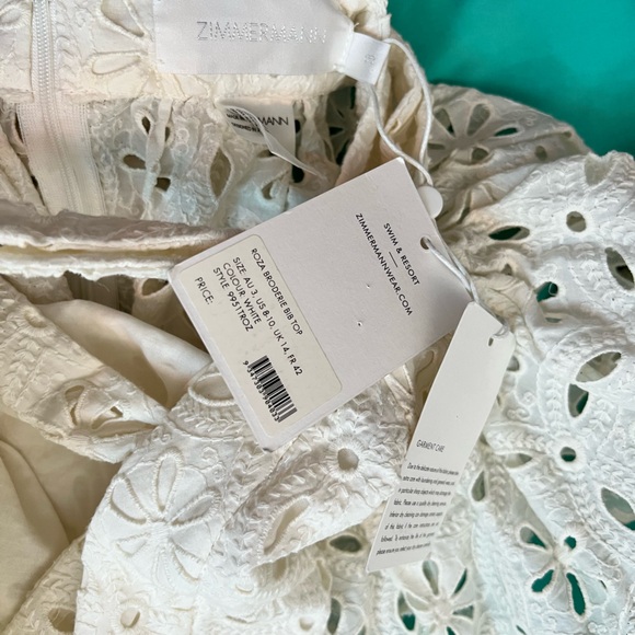 Zimmermann Roza Broderie Anglaise Peplum Bib Top - Picture 5 of 10